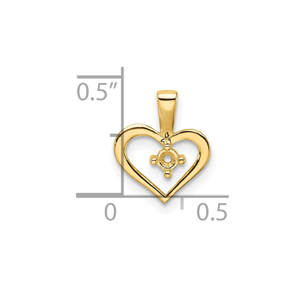 14k Holds 1-1.7mm Stone Heart Pendant Mounting