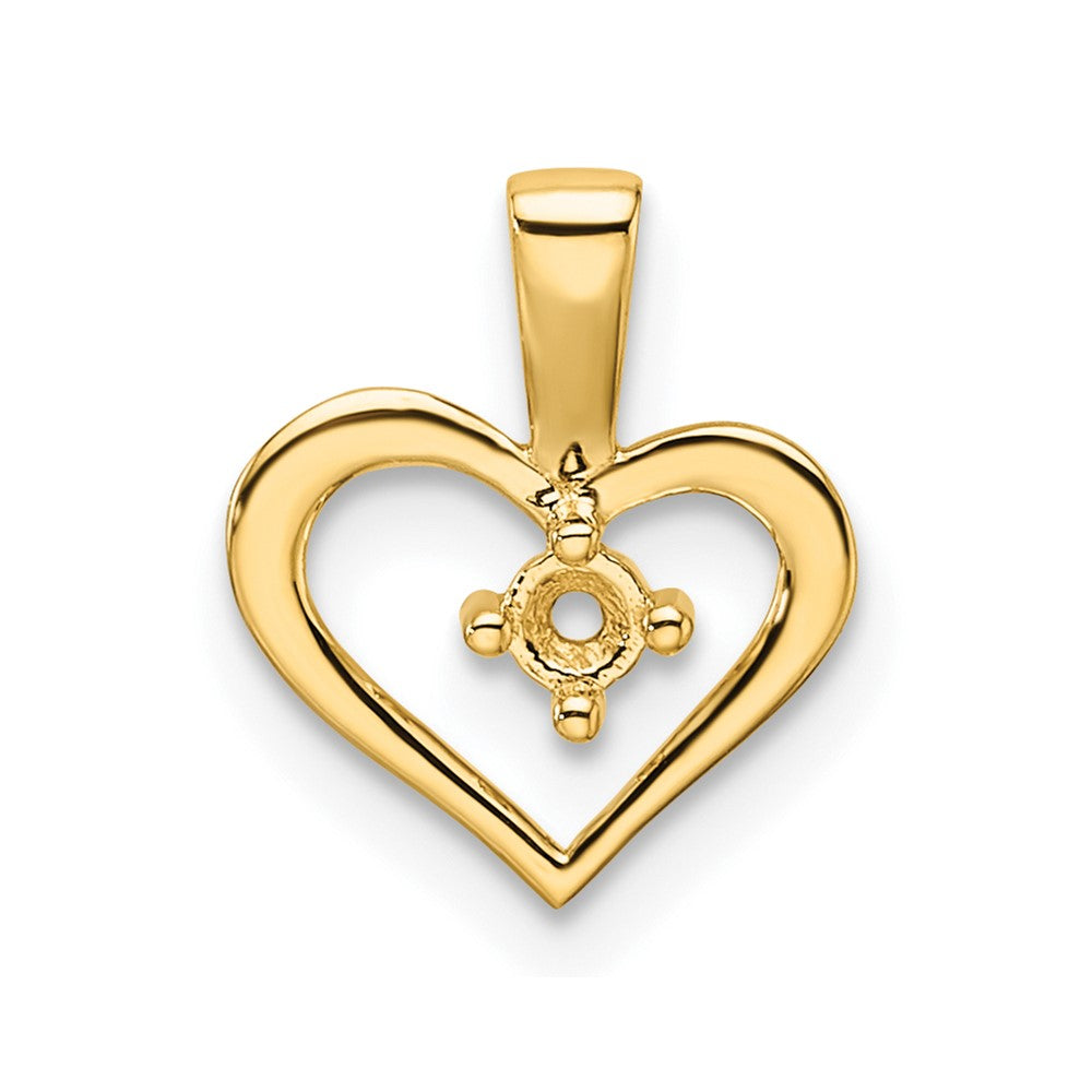 14k Holds 1-1.7mm Stone Heart Pendant Mounting