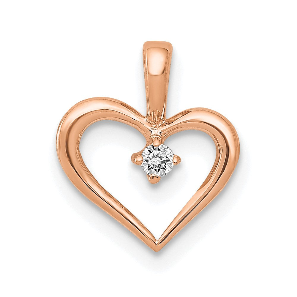 14k Rose Gold Holds 1-2.3mm Stone Heart Pendant Mounting