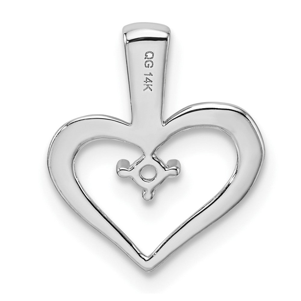 14k White Gold Holds 1-2.3mm Stone Heart Pendant Mounting