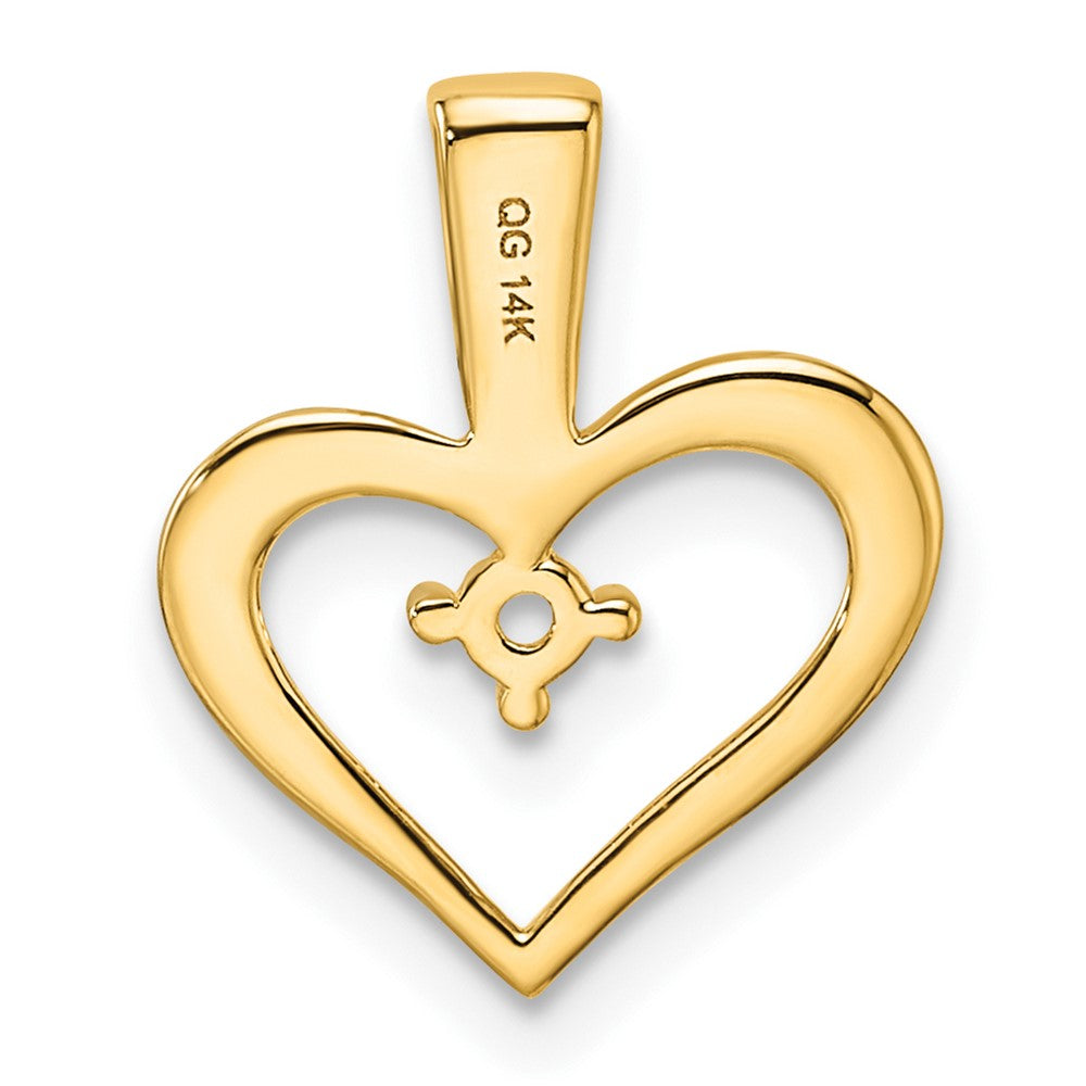 14k Holds 1-2.3mm Stone Heart Pendant Mounting