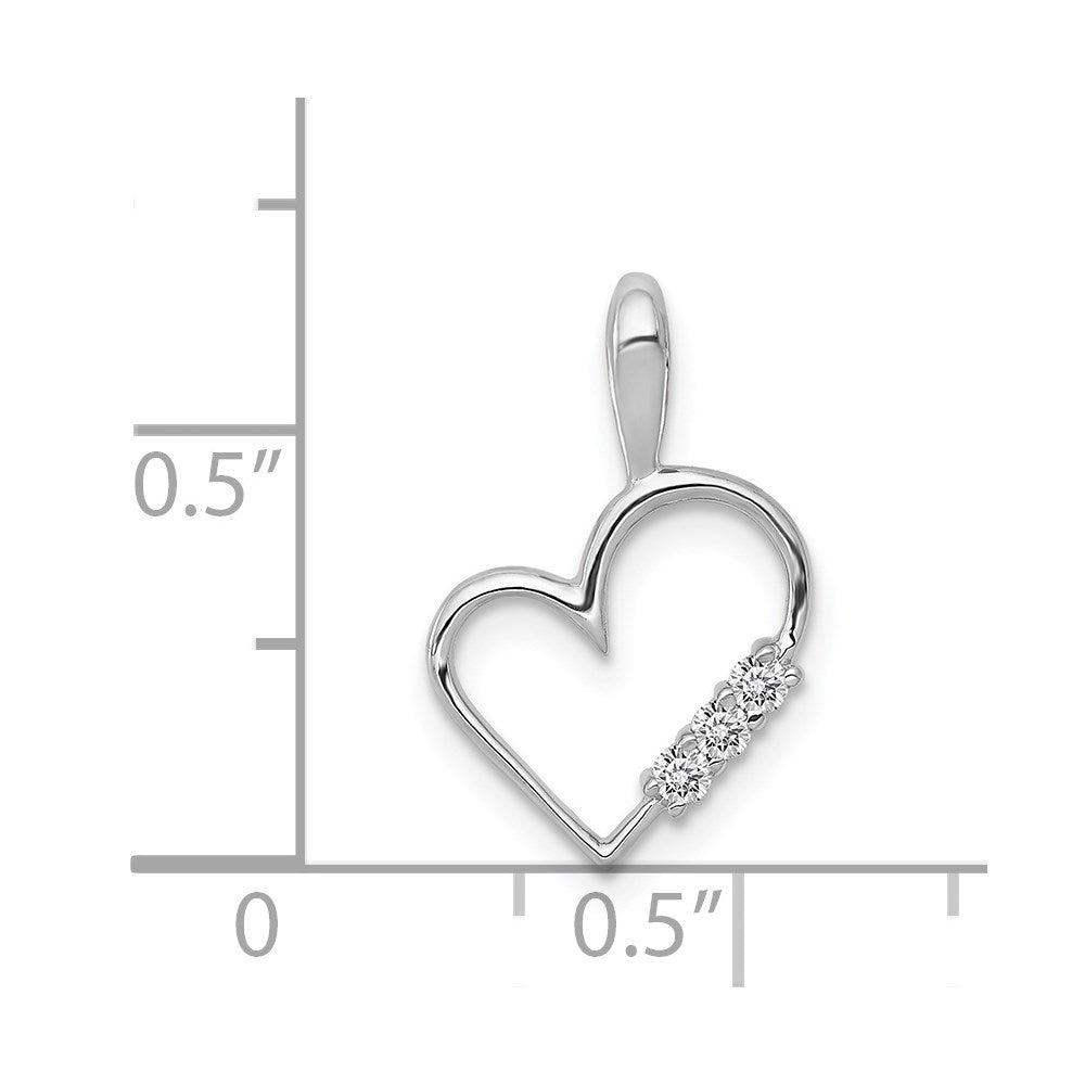 14k White Gold 1/20 carat AA Diamond Heart Pendant