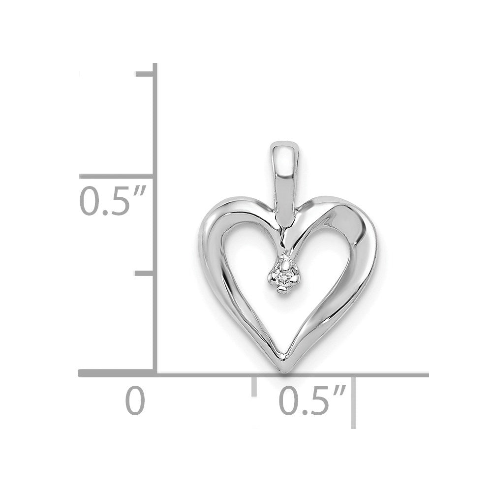 14k White Gold Holds 1-1.3mm Stone Heart Pendant Mounting