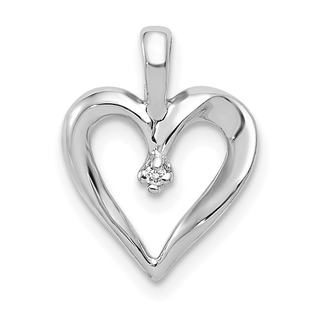 14k White Gold .01 carat AA Diamond Heart Pendant