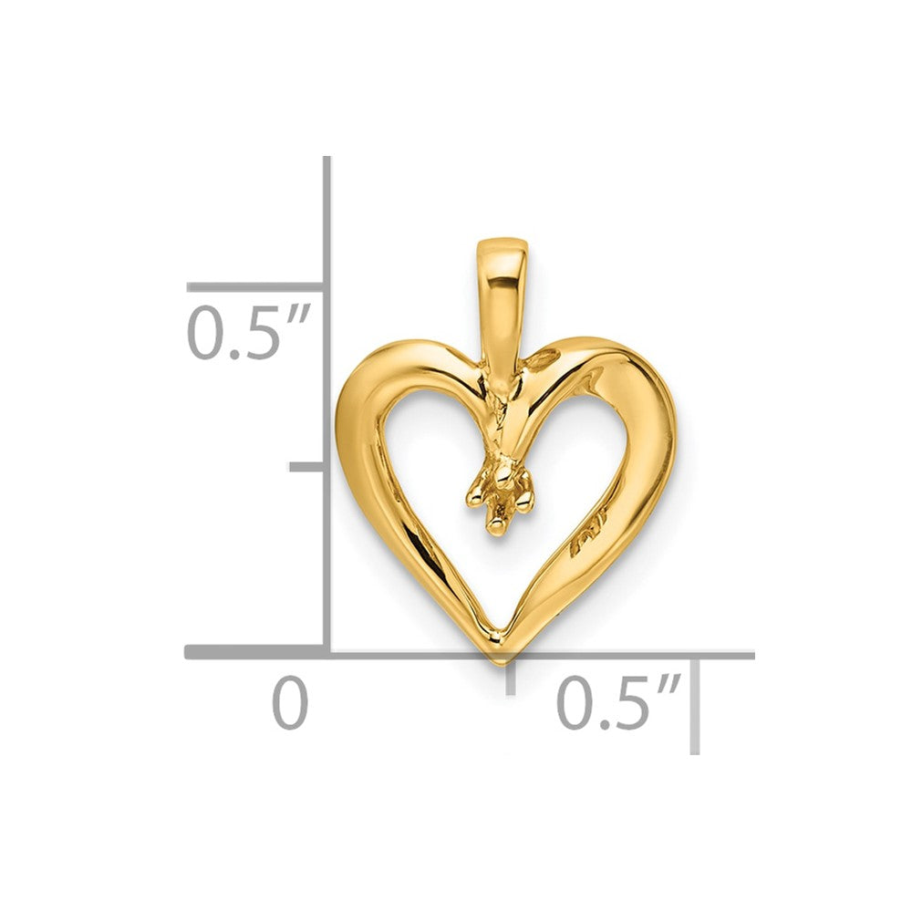 14k Holds 1-1.3mm Stone Heart Pendant Mounting