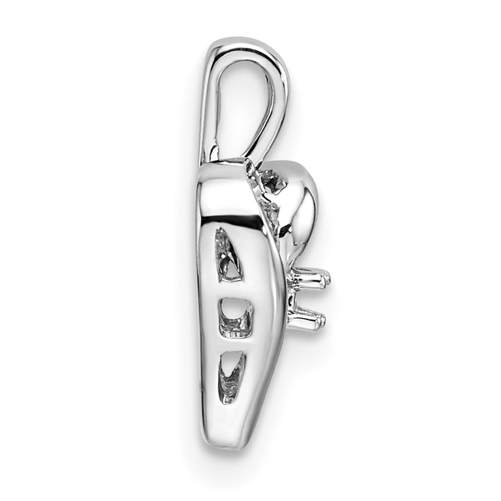 14k White Gold Holds 1-1.7mm Stone Heart Pendant Mounting