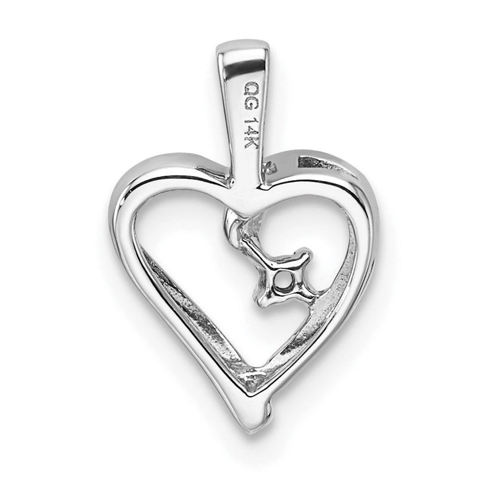 14k White Gold Holds 1-1.7mm Stone Heart Pendant Mounting