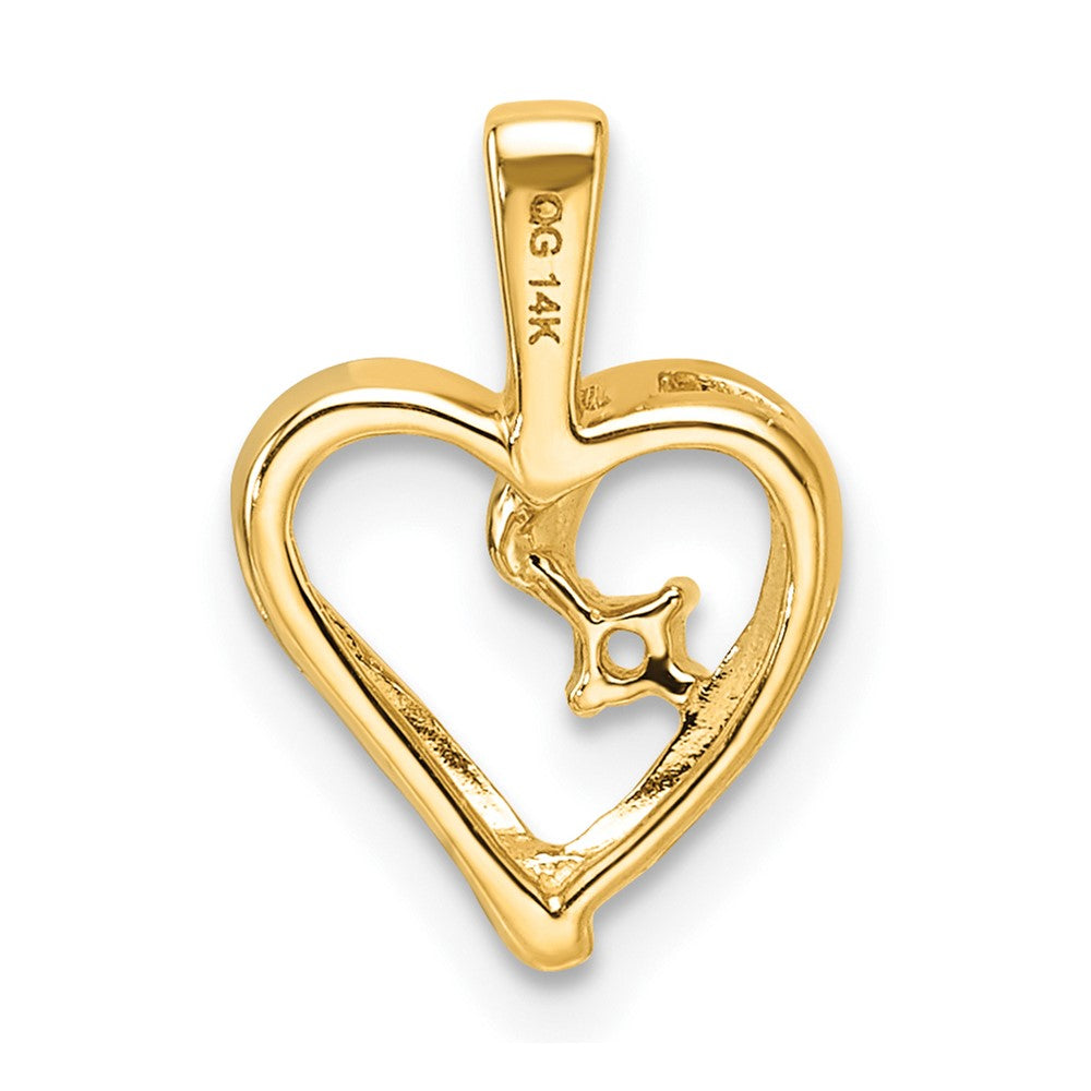 14k Holds 1-1.7mm Stone Heart Pendant Mounting