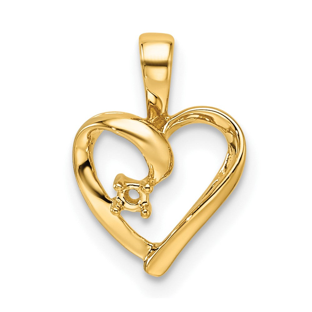 14k Holds 1-1.7mm Stone Heart Pendant Mounting