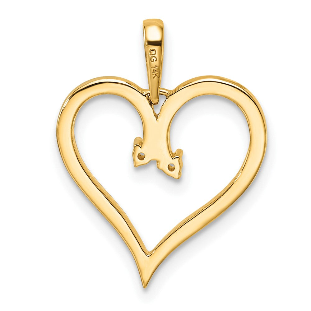 14k Holds 2-1.4mm Stones Heart Pendant Mounting