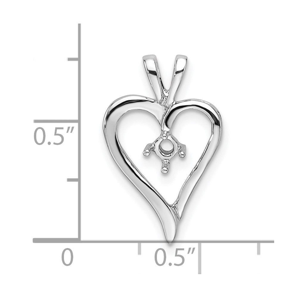 14k White Gold Holds 1-3.0mm Stone Heart Pendant Mounting