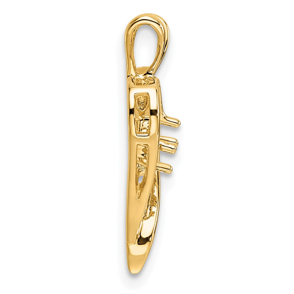 14k Holds 1-3.0mm Stone Heart Pendant Mounting