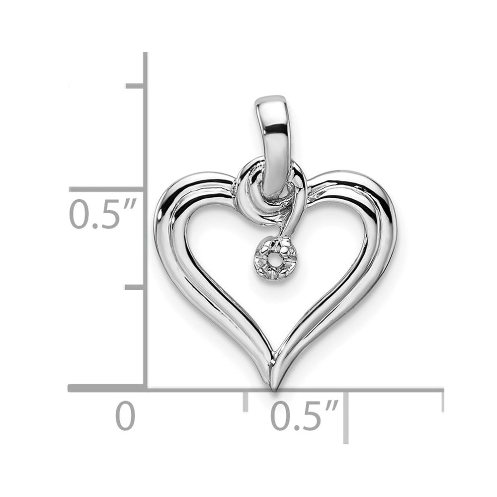 14k White Gold Holds 1-1.4mm Stone Heart Pendant Mounting