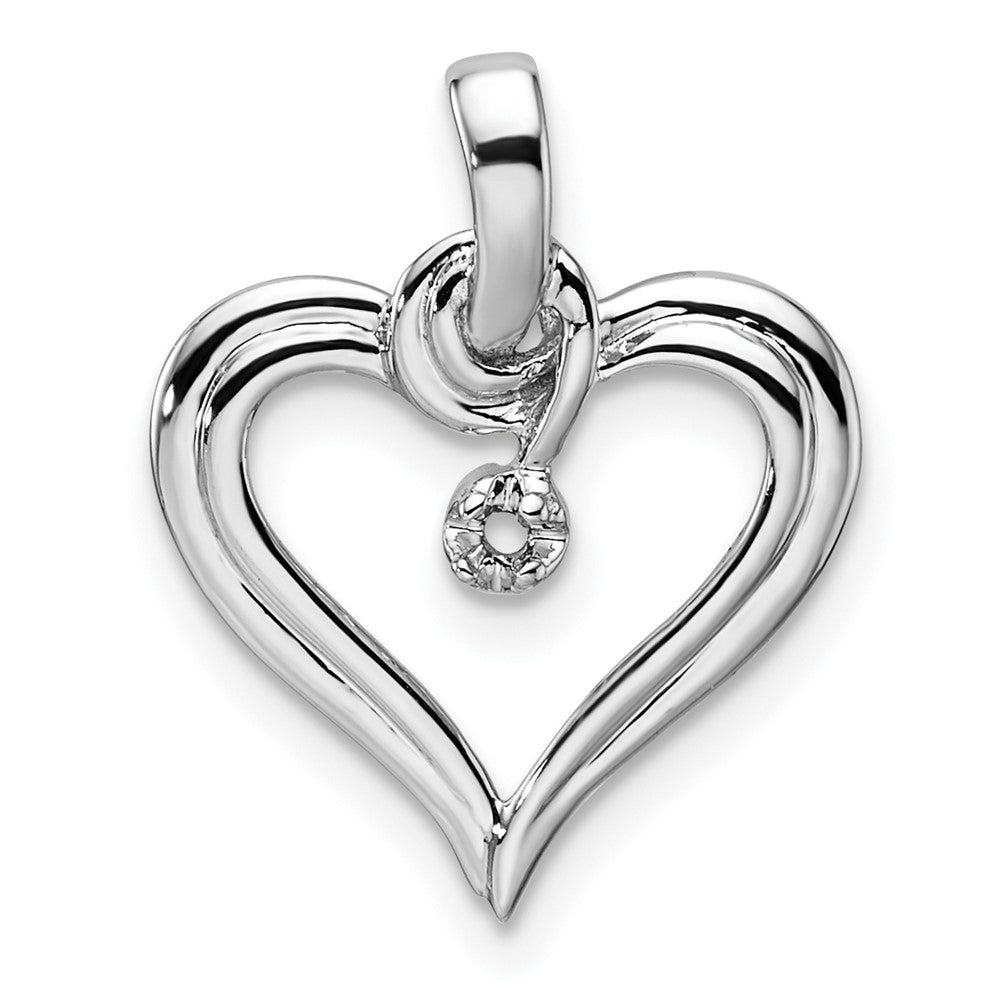 14k White Gold Holds 1-1.4mm Stone Heart Pendant Mounting