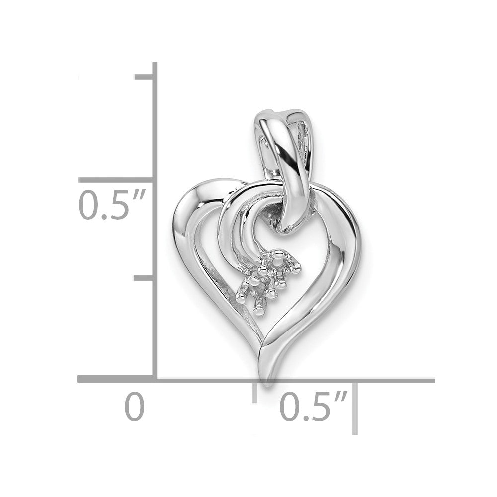 14k White Gold Holds 2-1.6mm Stones Fancy Heart Mounting