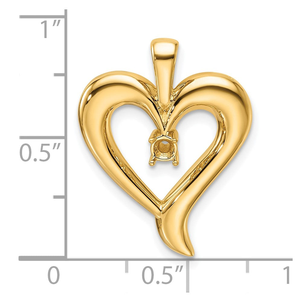 14k Holds 1-2.9mm Stone Heart Pendant Mounting