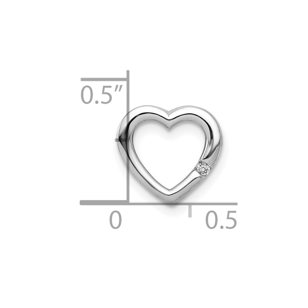 10k White Gold .01ct. Diamond Heart Chain Slide