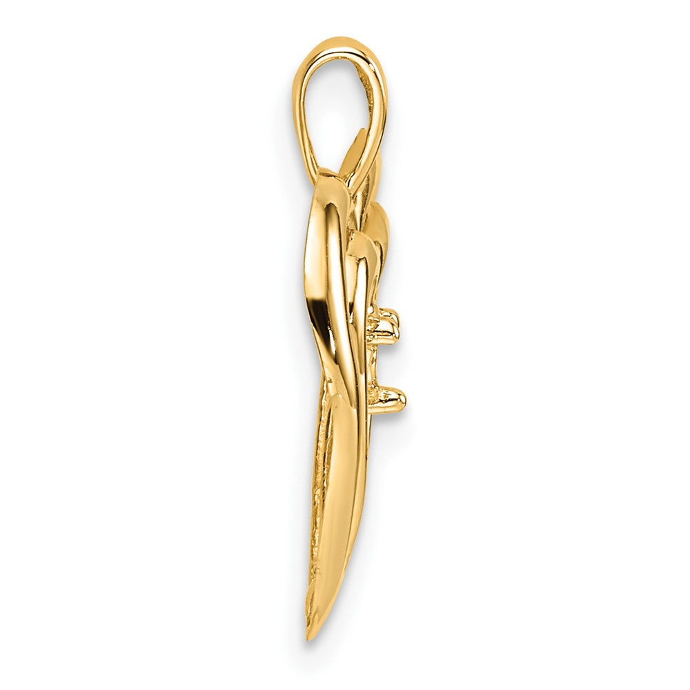 14k Holds 1-3.2mm Stone Double Heart Pendant Mounting