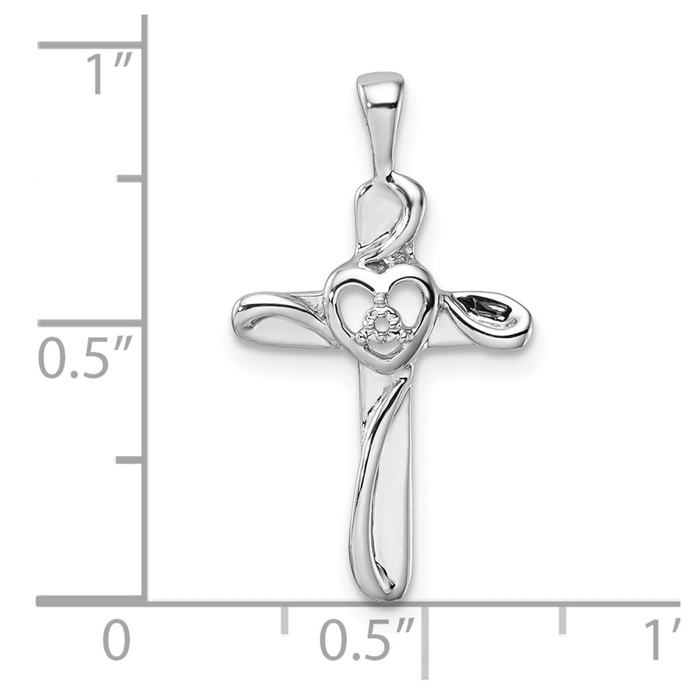 14k White Gold Heart Cross with Heart Pendant Mounting