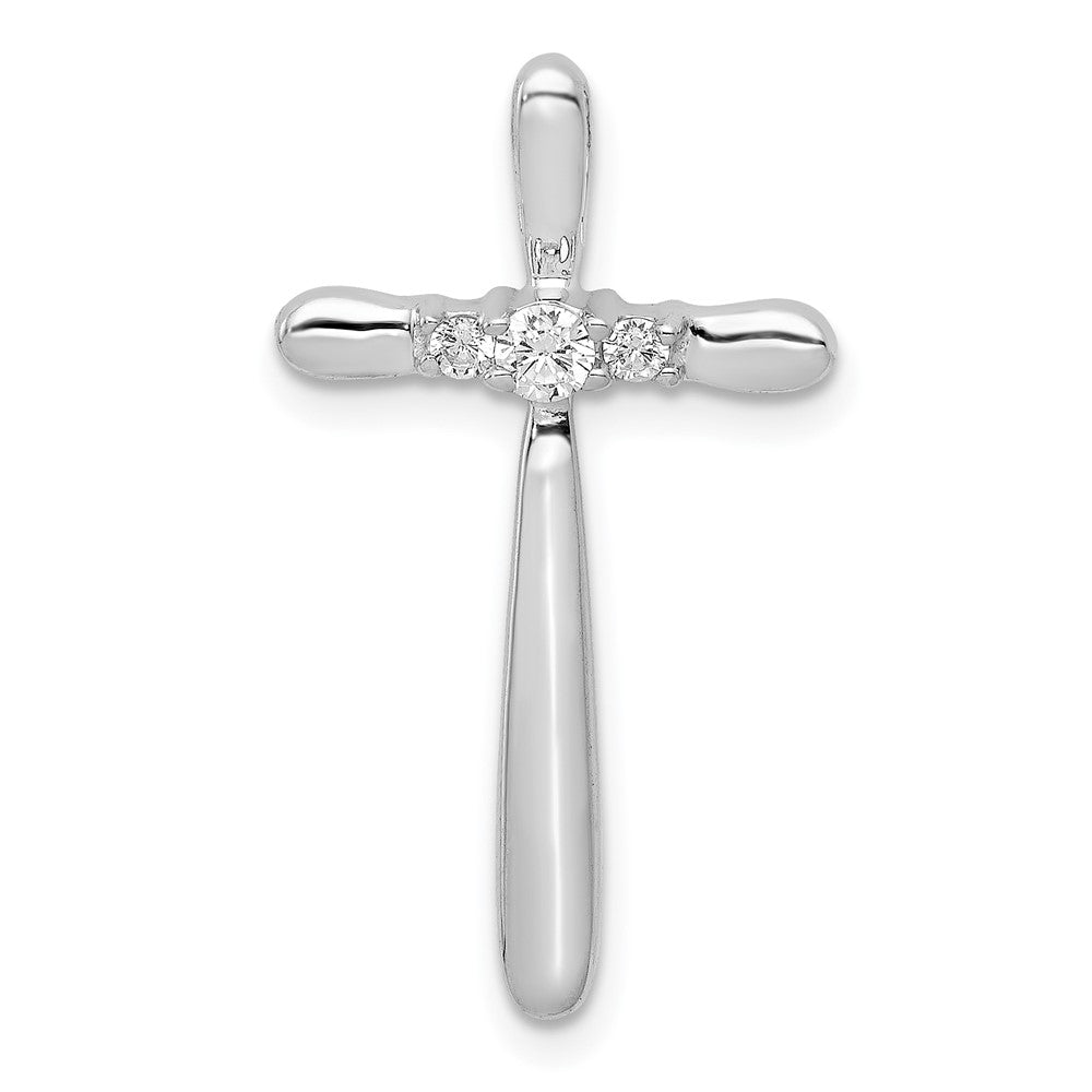 14k White Gold 1/10 carat Diamond Cross Chain Slide