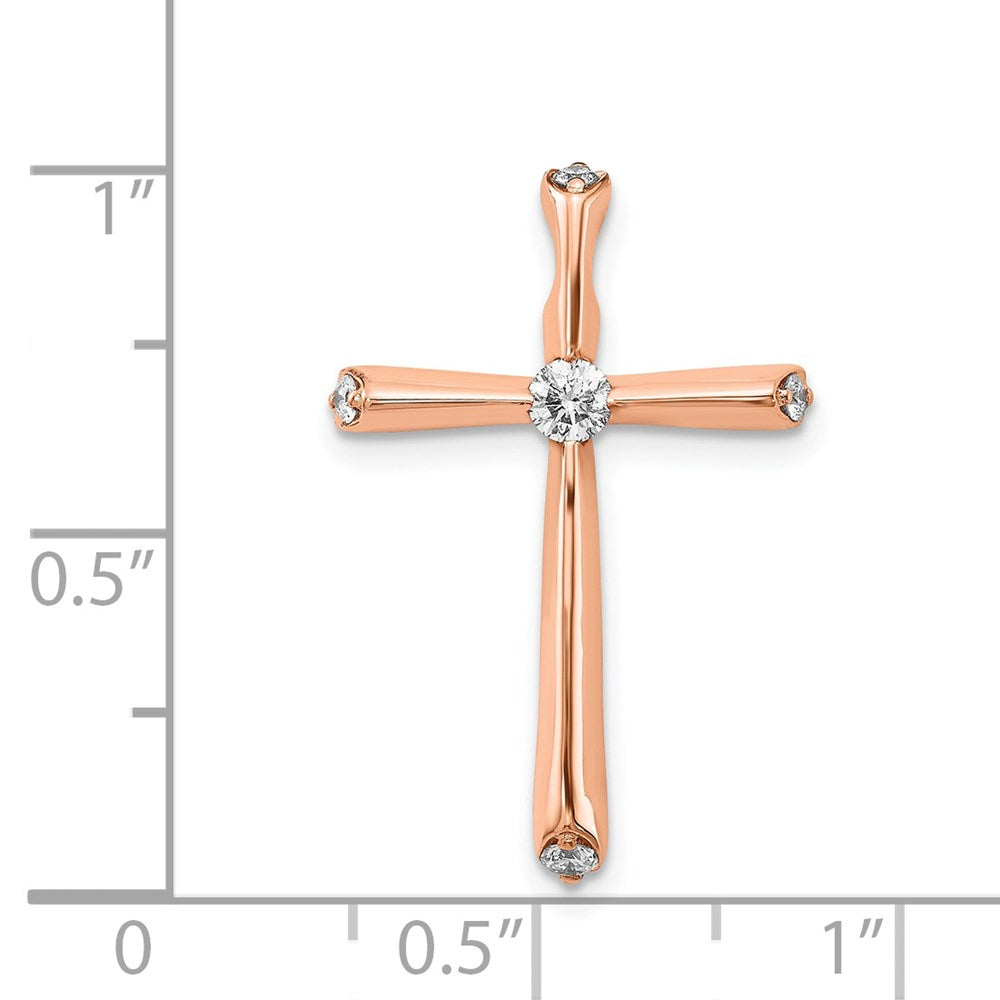 14k Rose Gold 1/5 carat Diamond Cross Chain Slide