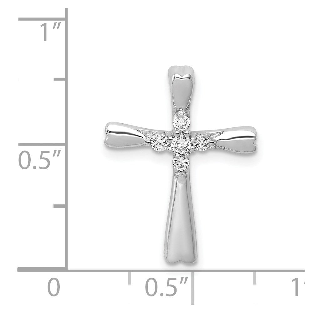 14k White Gold 1/6 carat Diamond 5-Stone Cross Chain Slide