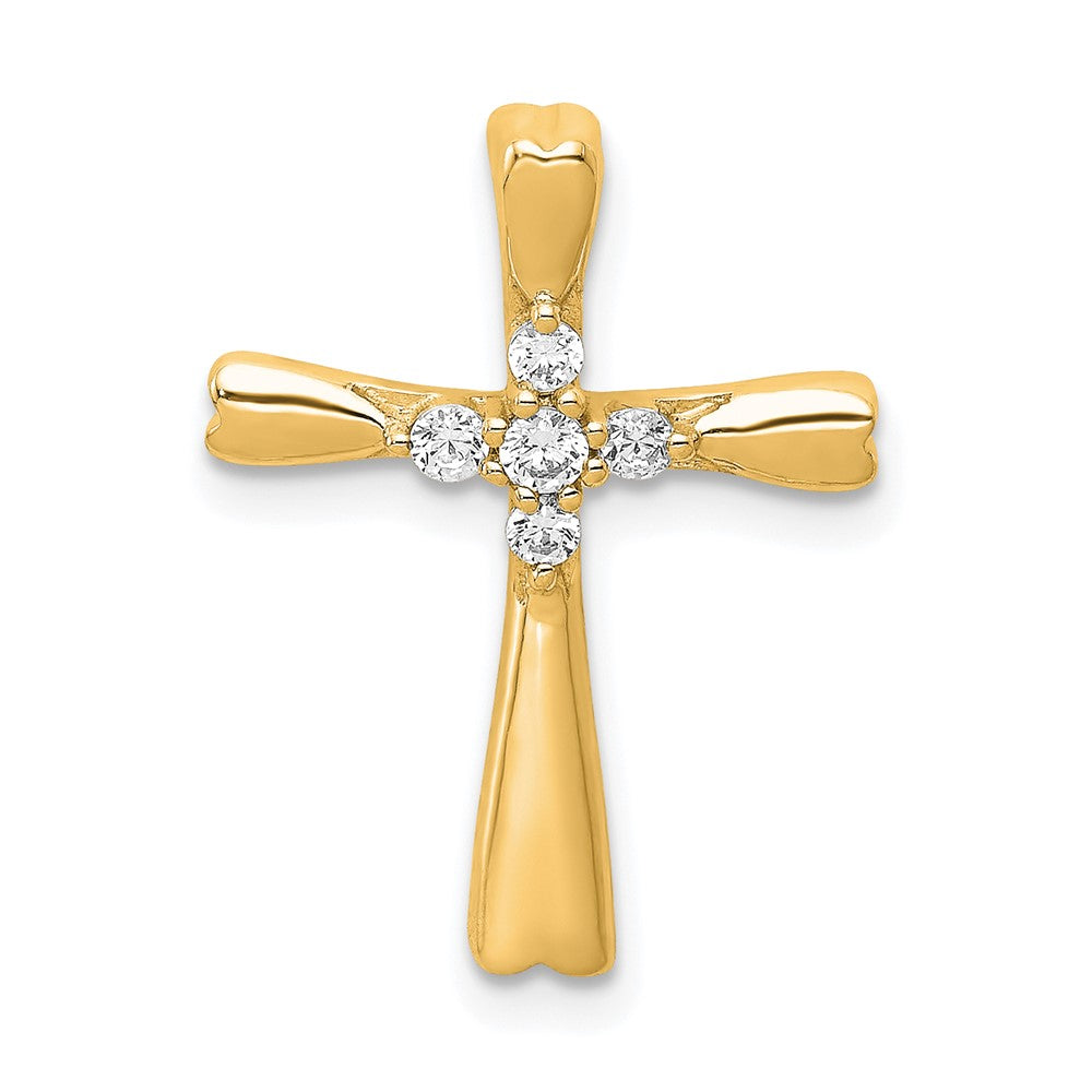 14k 1/6 carat Diamond 5-Stone Cross Chain Slide