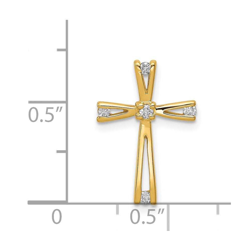 14k 1/15 carat AA Diamond Cross Chain Slide