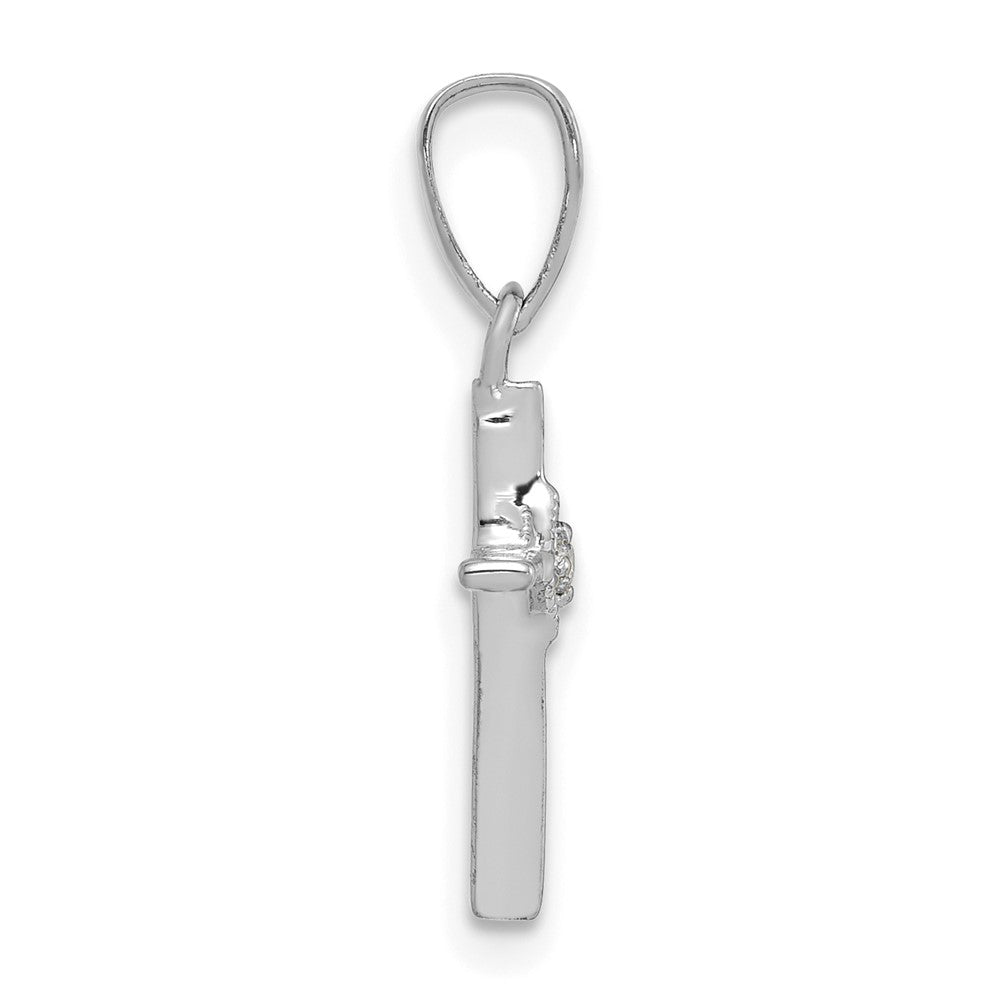 14k White Gold Small .01 carat Diamond Cross Pendant