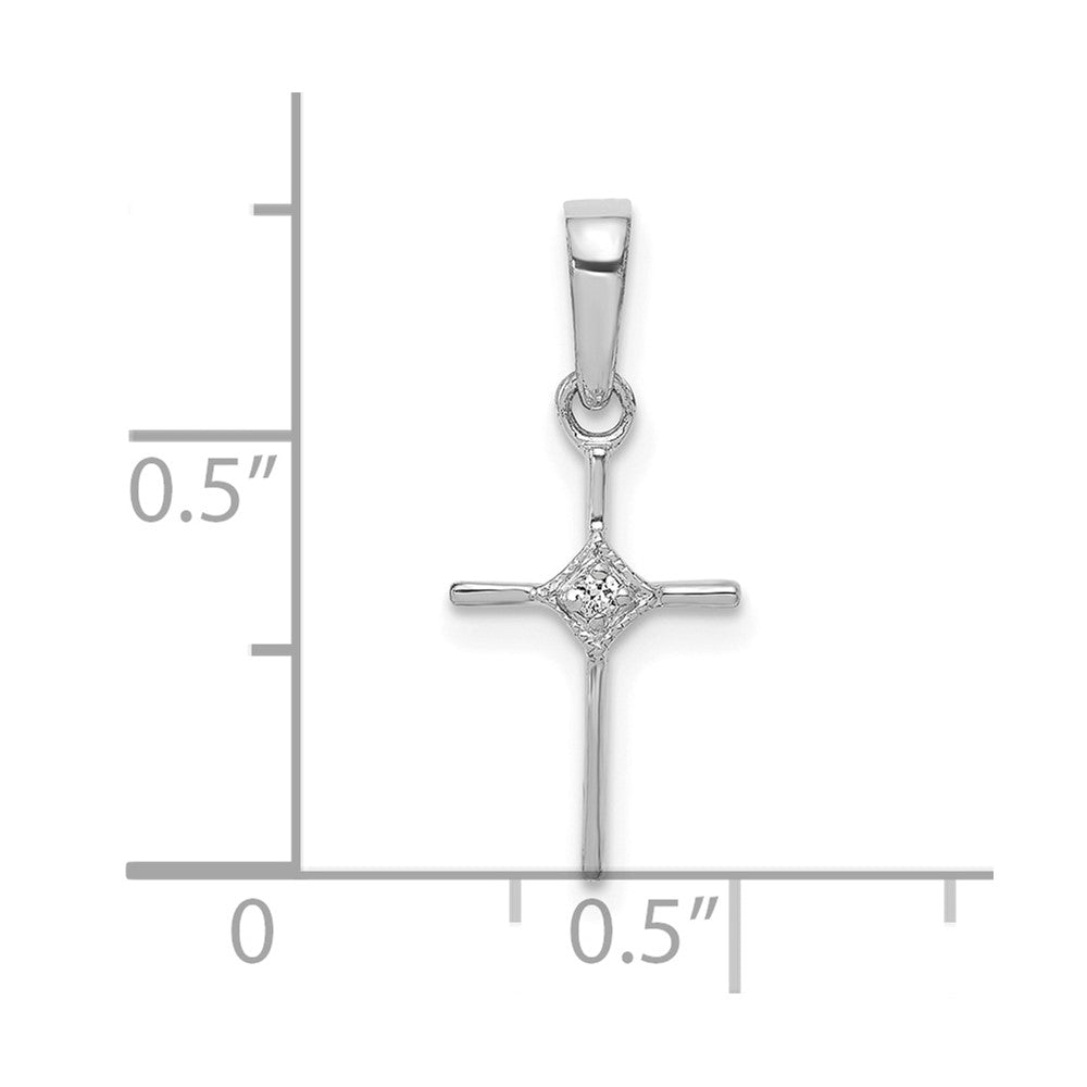 14k White Gold Small .01 carat Diamond Cross Pendant