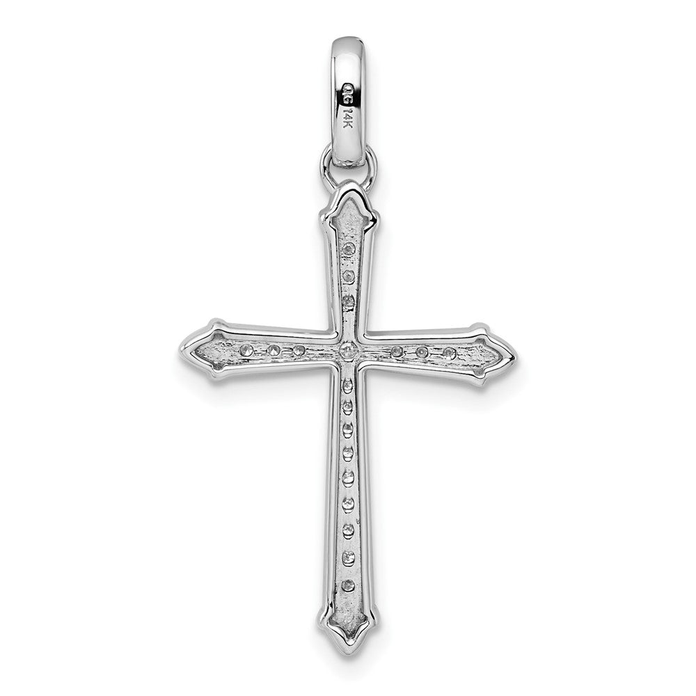 14k White Gold 1/5 carat Diamond Cross Pendant