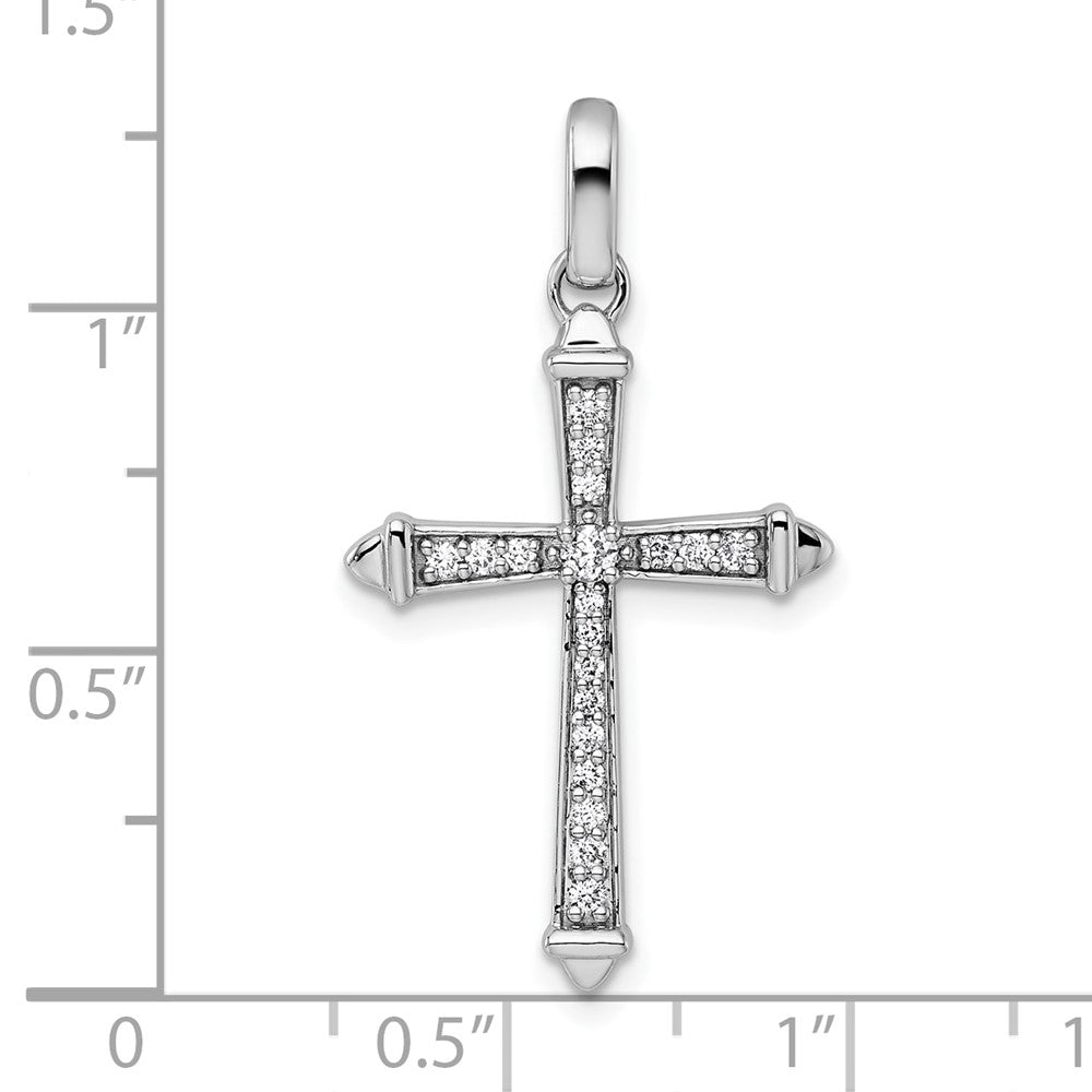 14k White Gold 1/5 carat Diamond Cross Pendant