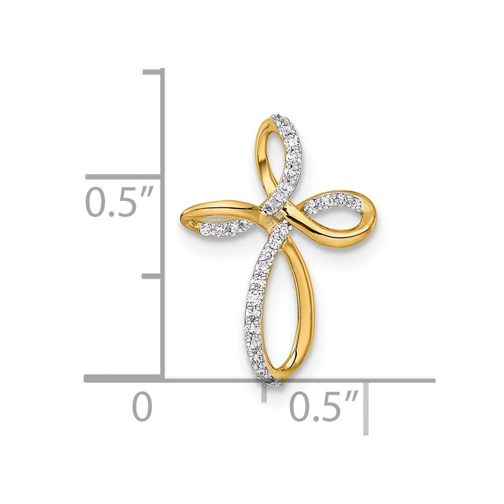 14k 1/10 carat Diamond Cross Chain Slide