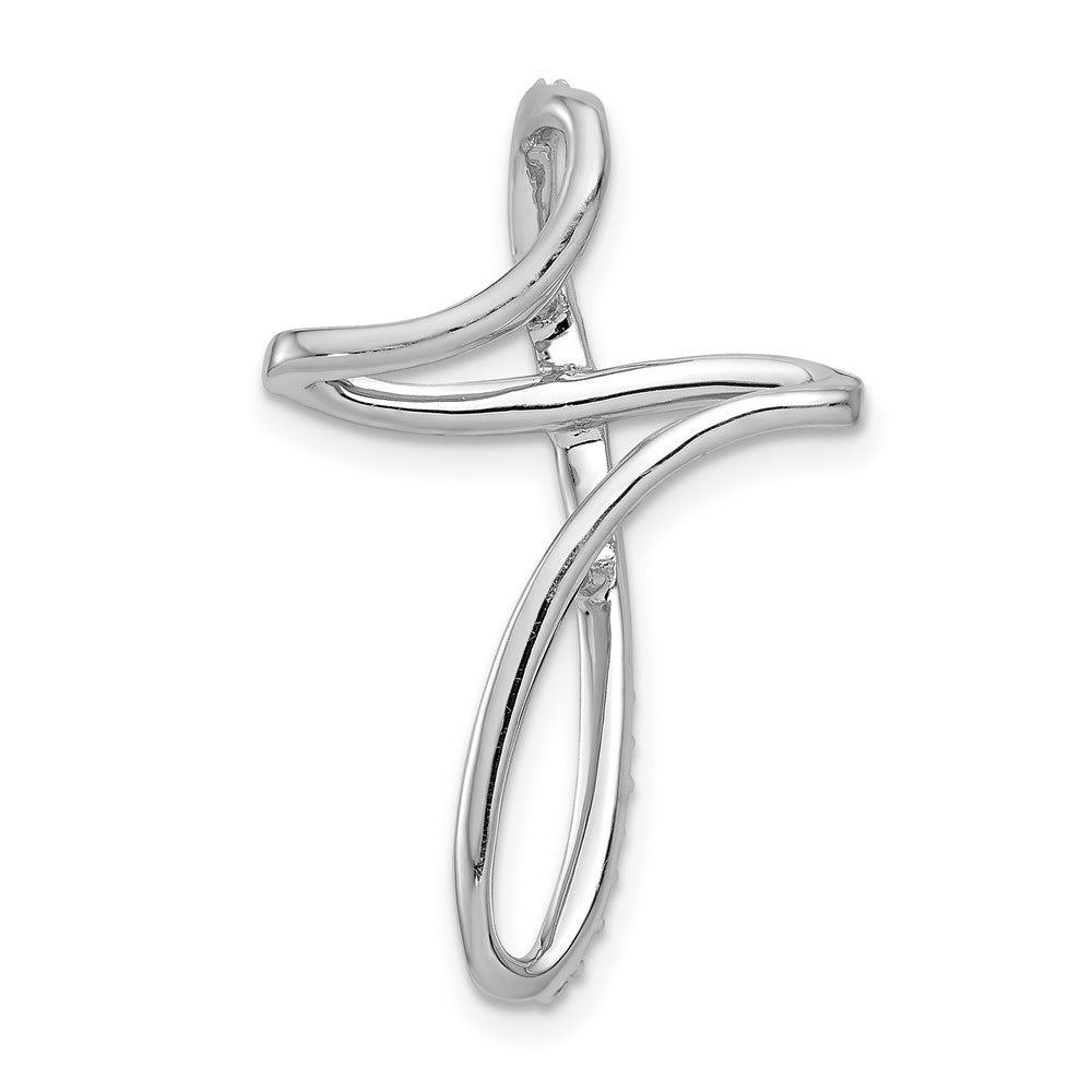 14k White Gold 1/5 carat Diamond Cross Omega Slide