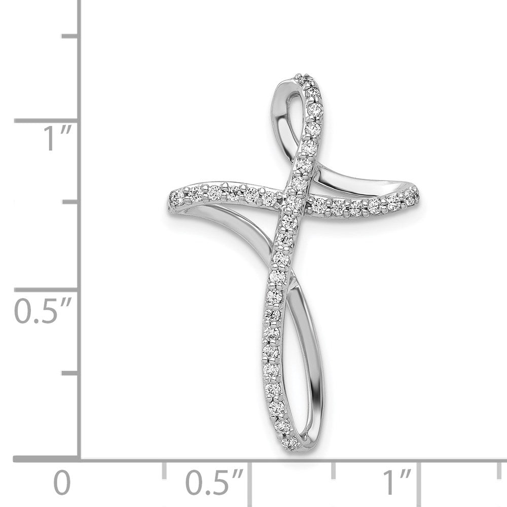 14k White Gold 1/5 carat Diamond Cross Omega Slide