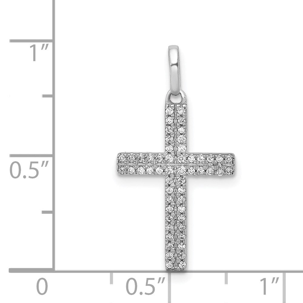 14k White Gold 1/6 carat Diamond Cross Pendant