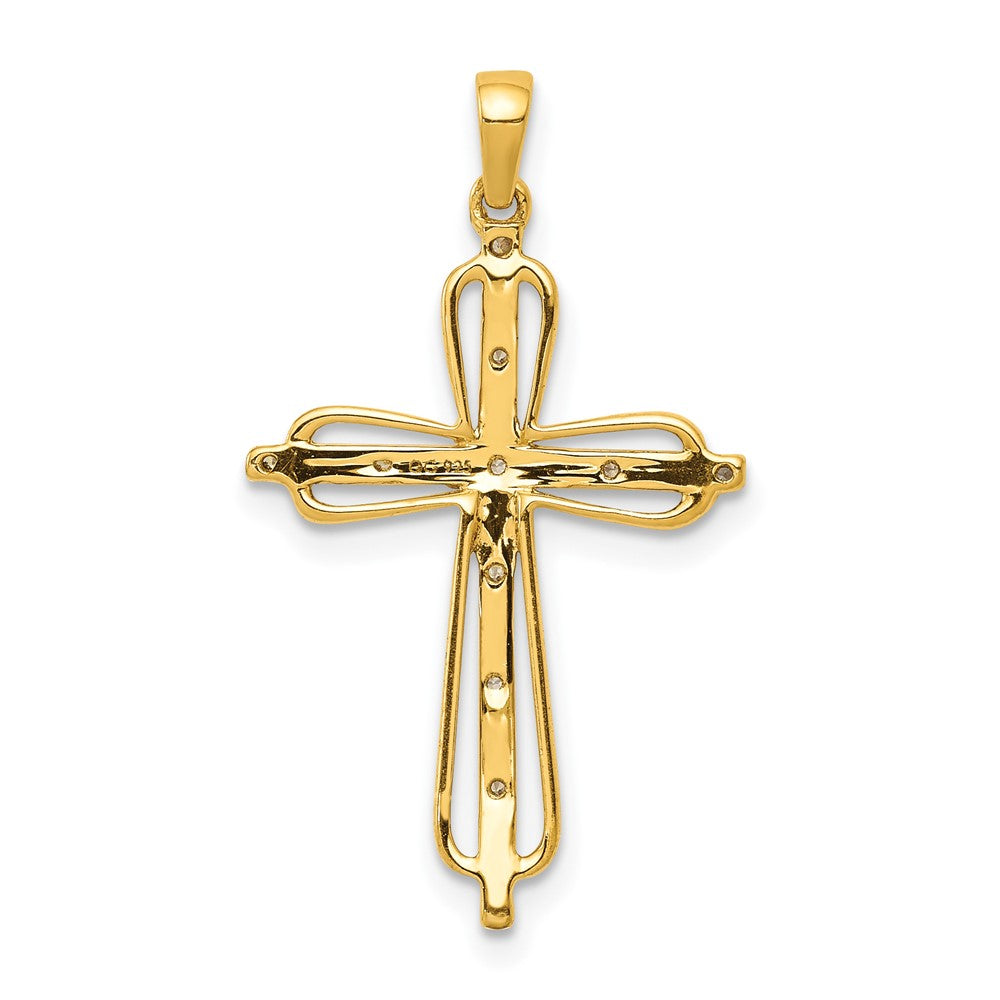 10K & Rhodium .03ct. Diamond Cross Pendant