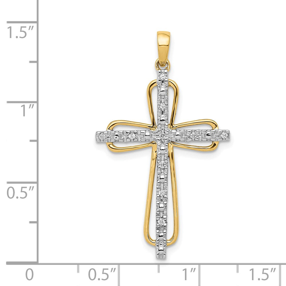 14k and White Rhodium .06 carat Diamond Cross Pendant