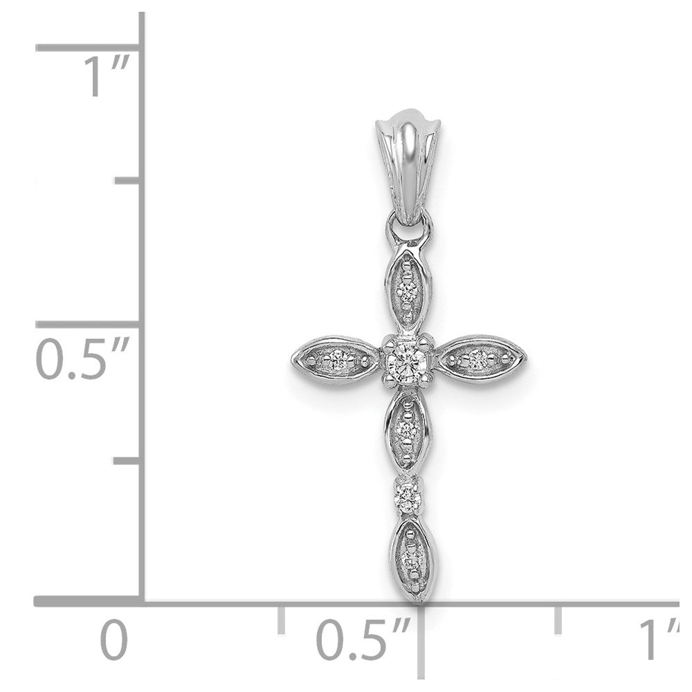 14k White Gold 1/20 carat Diamond Cross Pendant