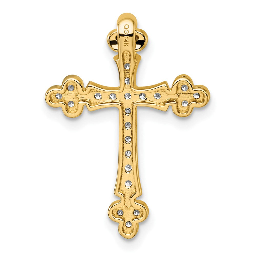 14k 1/3 carat Diamond Budded Cross Chain Slide
