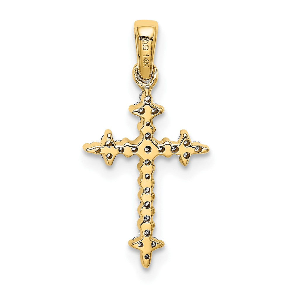 10K  1/10ct. Diamond Fleur de Lis Cross Pendant