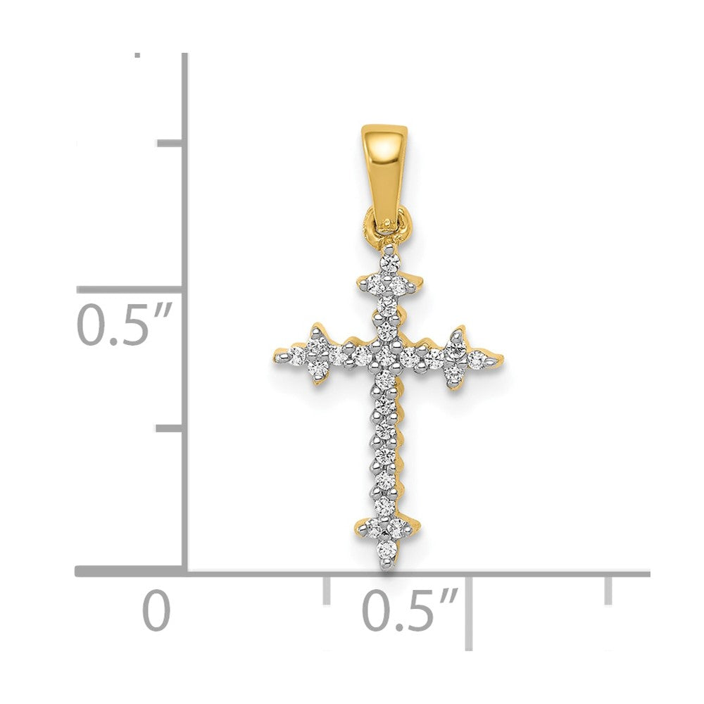 10K  1/10ct. Diamond Fleur de Lis Cross Pendant