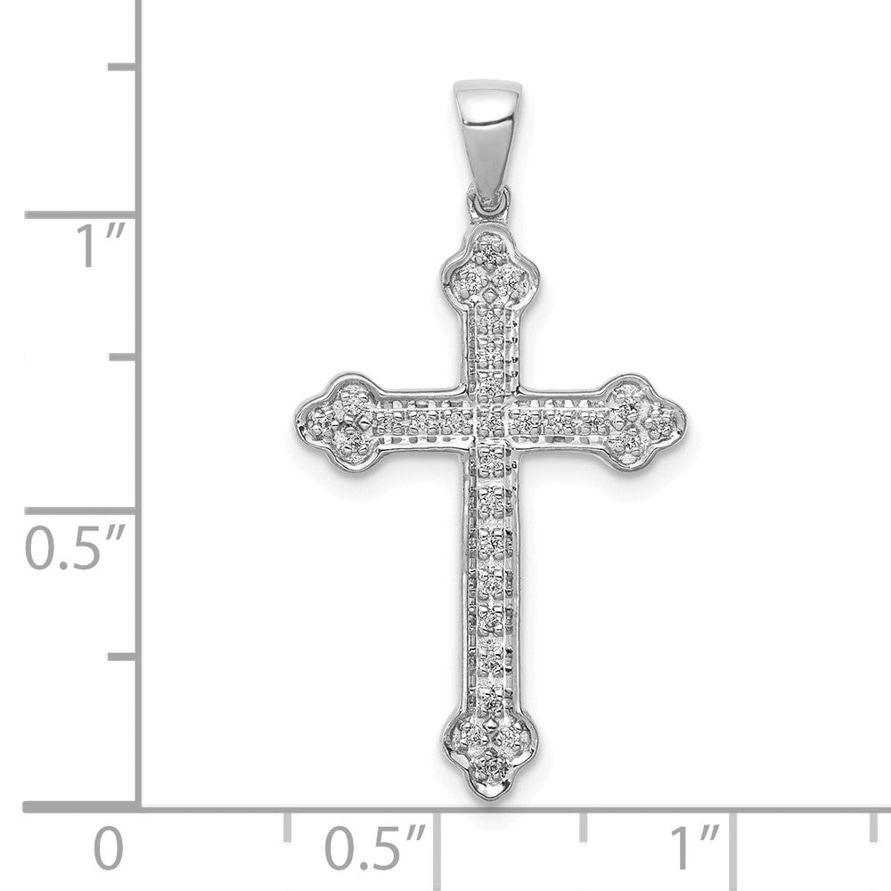 14k White Gold 1/10 carat Diamond Cross Pendant
