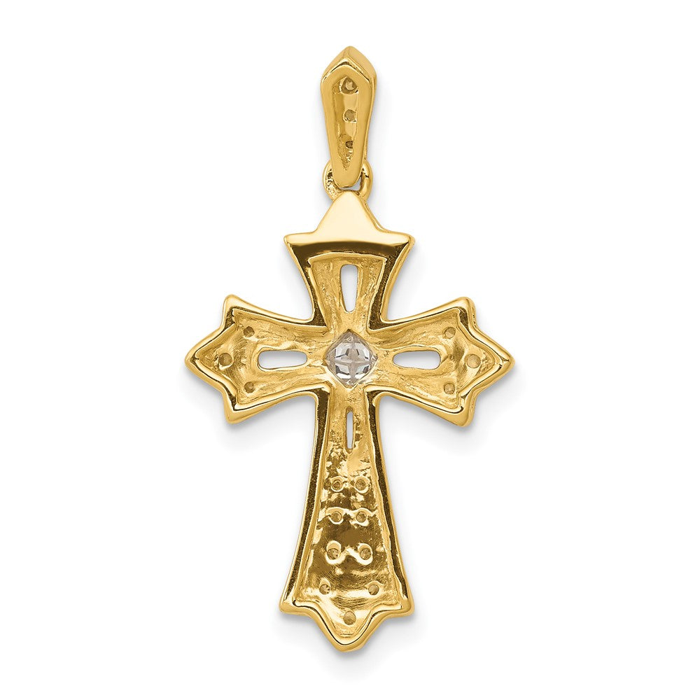 14k  1/6 carat Diamond Fleur de Lis Cross Pendant