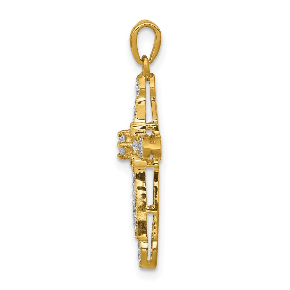 14k 1/6 carat Diamond Filigree Cross Pendant