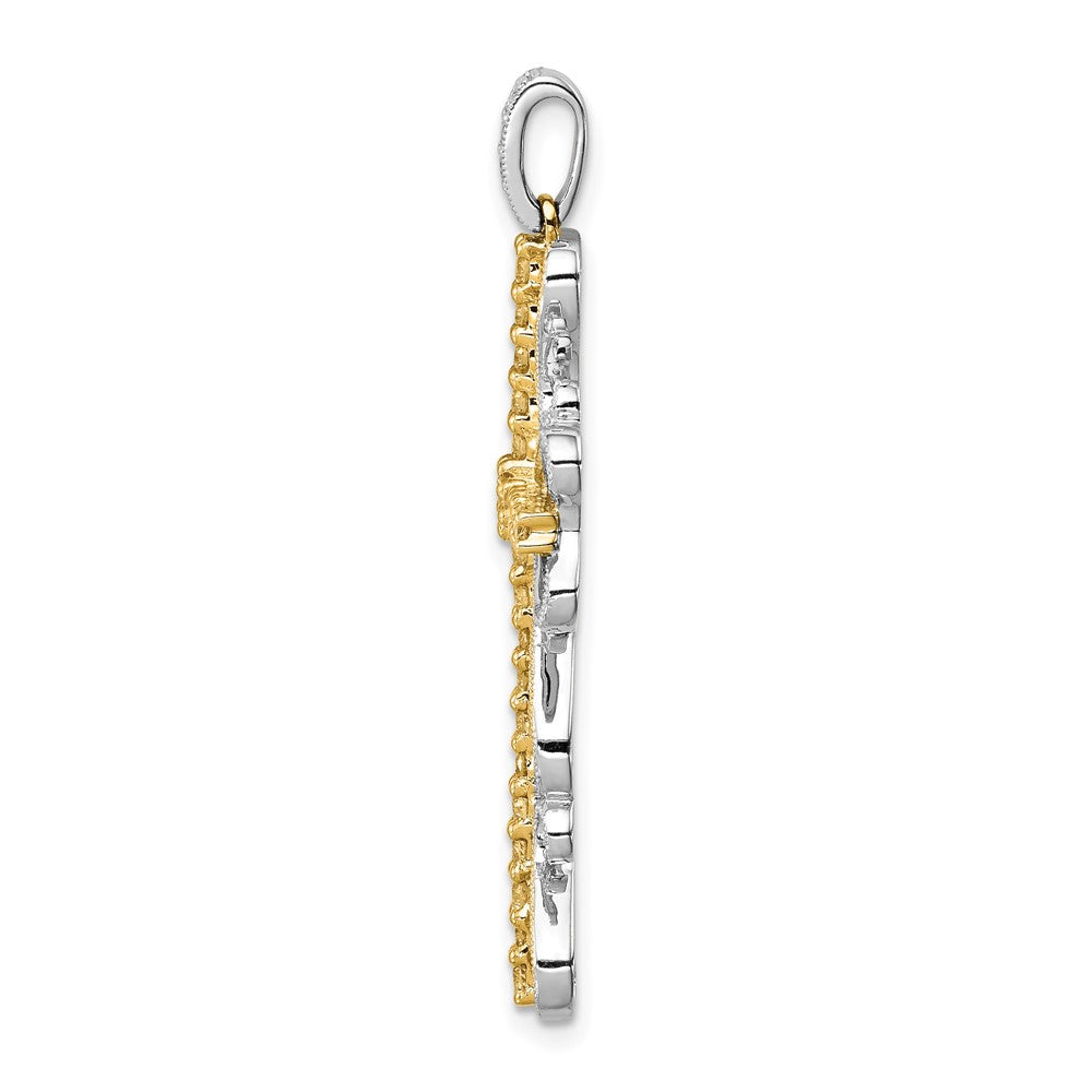 14k Two-tone 5/8 carat Diamond Filigree Cross Pendant