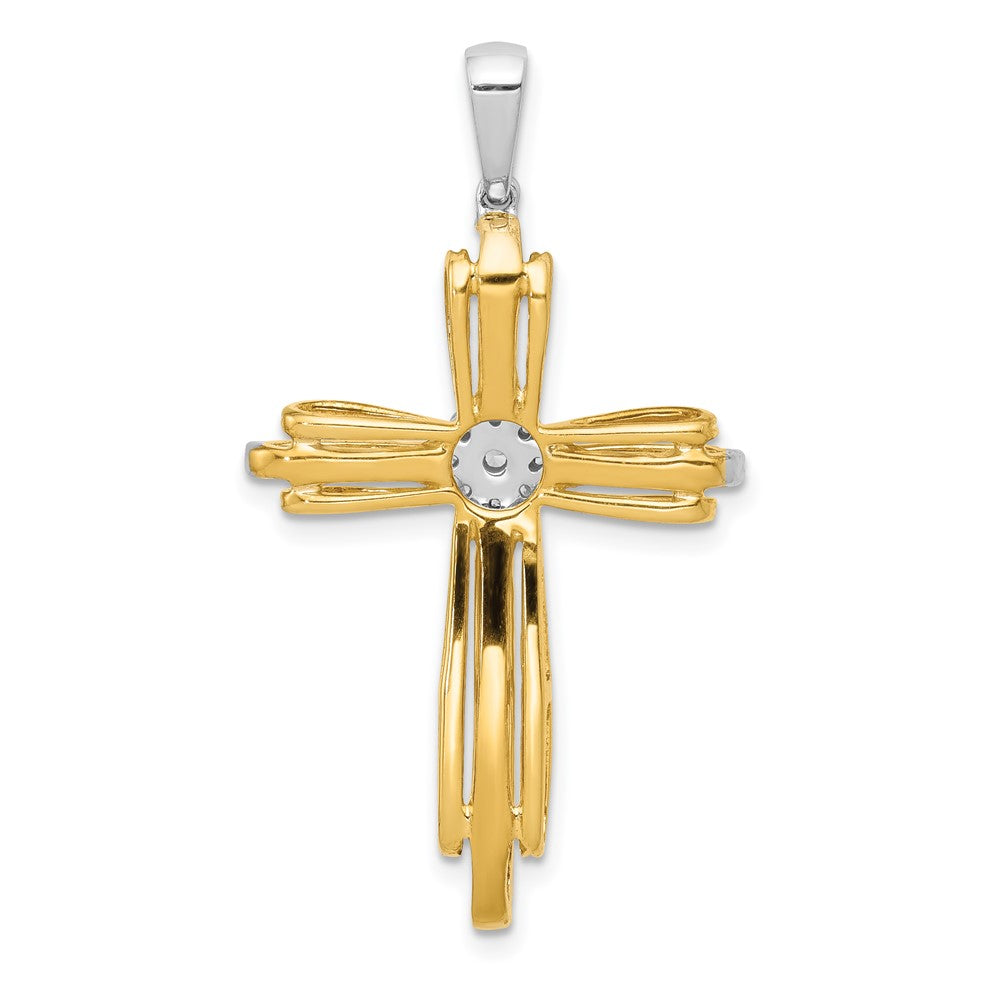 14k Two-tone 1/3 carat Diamond Passion Cross Pendant