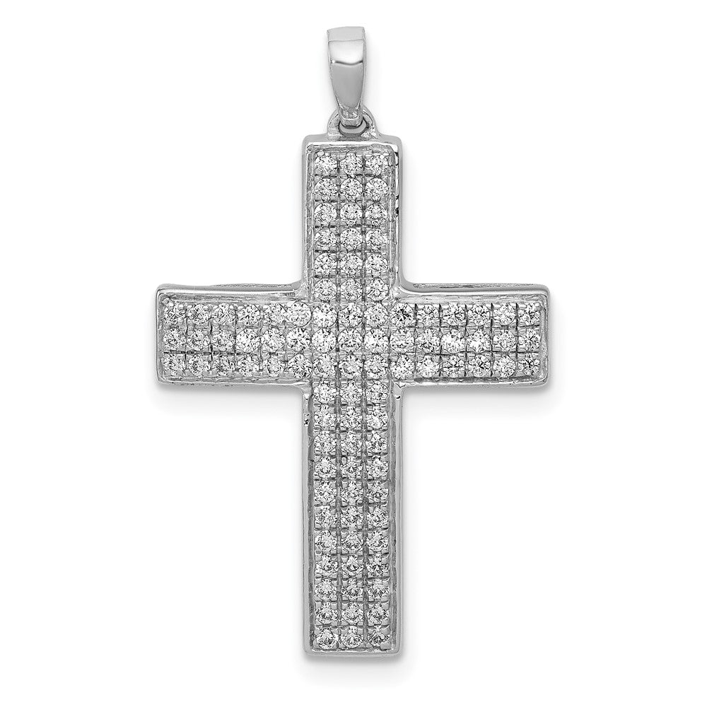14k White Gold 1/2 carat Diamond Latin Cross Pendant