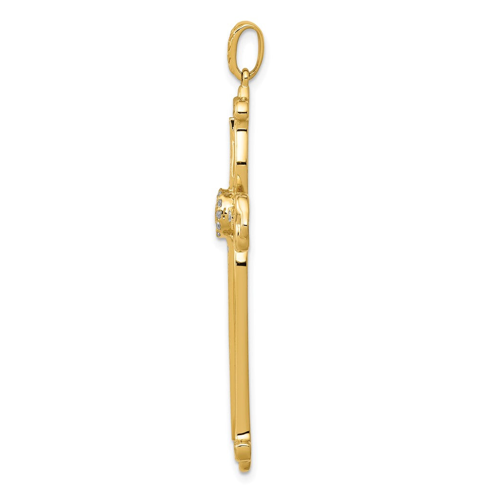 14k 1/4 carat Diamond Fancy Budded Cross Pendant