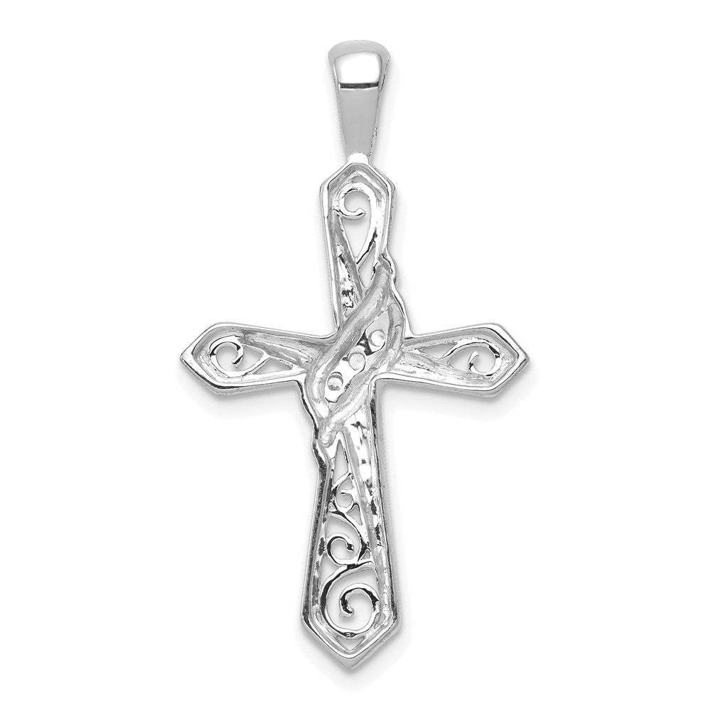 14k White Gold 1/20 carat Diamond Cross Pendant